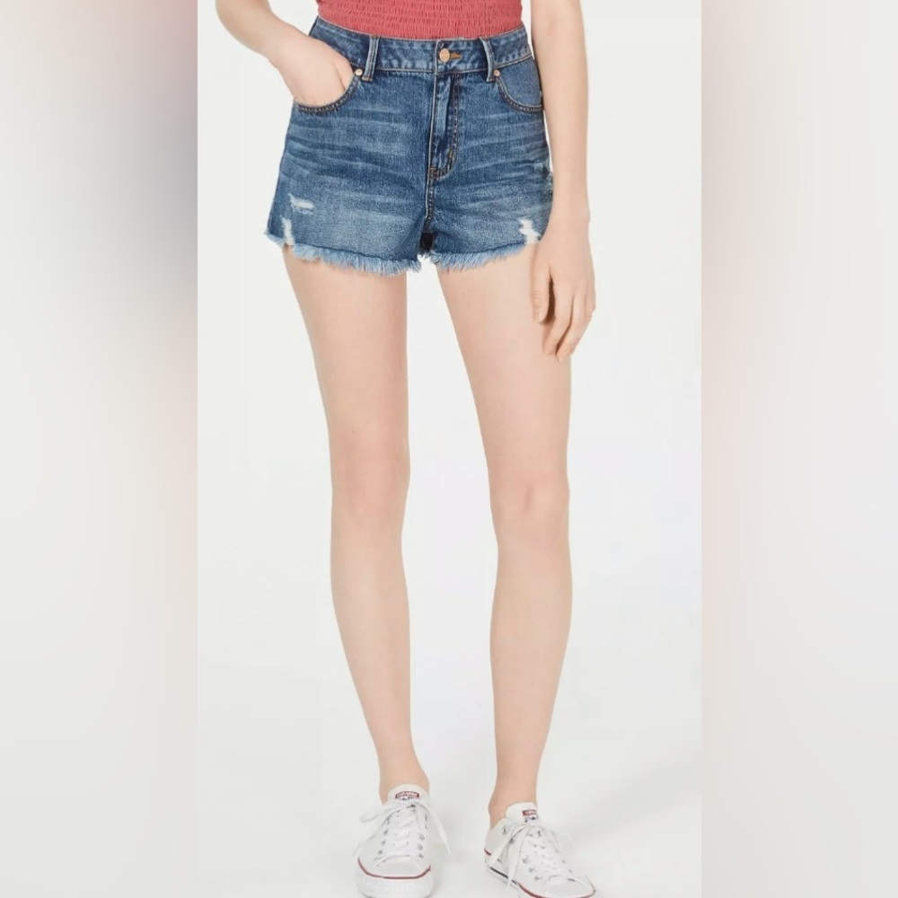 Rewash The Wedge High Rise Denim Shorts Jean Distressed Cutoff NWT Size 11/30w